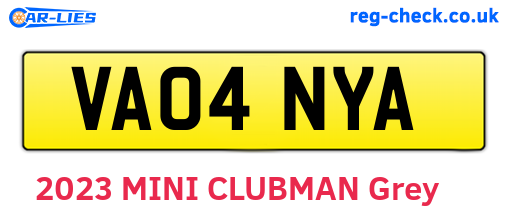 VA04NYA are the vehicle registration plates.