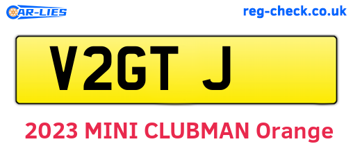V2GTJ are the vehicle registration plates.