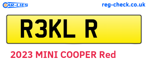 R3KLR are the vehicle registration plates.