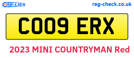 CO09ERX are the vehicle registration plates.
