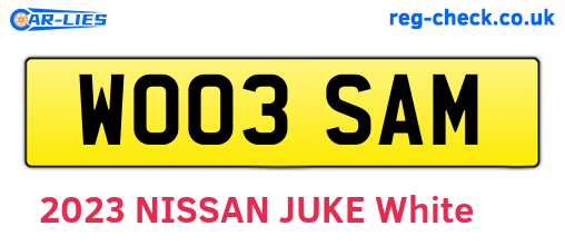 WO03SAM are the vehicle registration plates.
