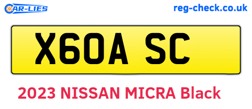 X60ASC are the vehicle registration plates.