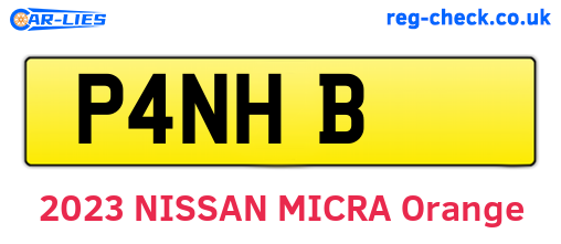 P4NHB are the vehicle registration plates.
