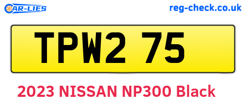 TPW275 are the vehicle registration plates.