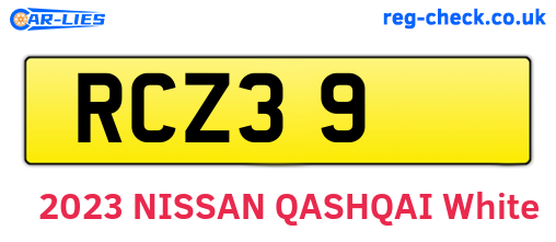 RCZ39 are the vehicle registration plates.