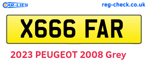 X666FAR are the vehicle registration plates.