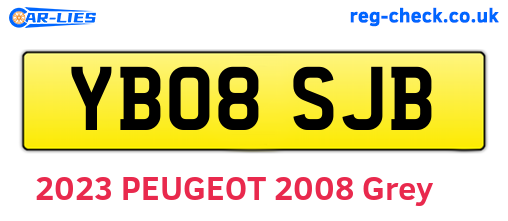YB08SJB are the vehicle registration plates.