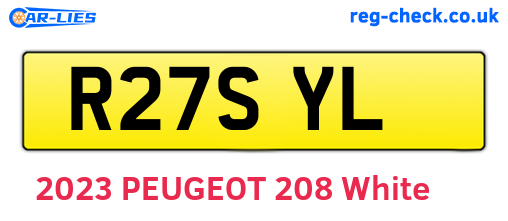 R27SYL are the vehicle registration plates.