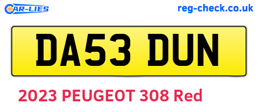 DA53DUN are the vehicle registration plates.