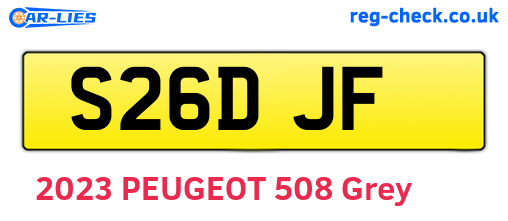 S26DJF are the vehicle registration plates.