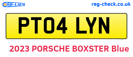 PT04LYN are the vehicle registration plates.