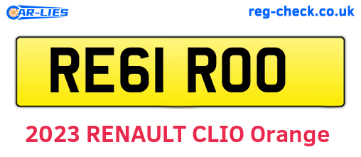 RE61ROO are the vehicle registration plates.