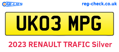 UK03MPG are the vehicle registration plates.