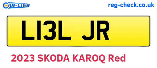 L13LJR are the vehicle registration plates.