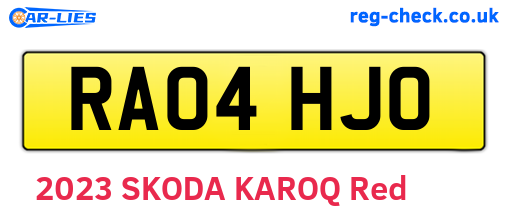 RA04HJO are the vehicle registration plates.