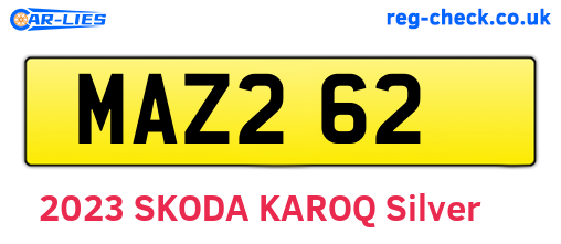 MAZ262 are the vehicle registration plates.