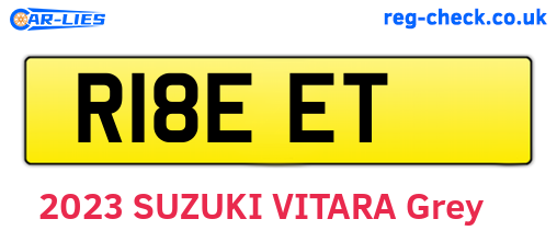 R18EET are the vehicle registration plates.