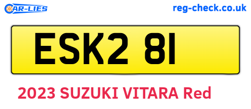 ESK281 are the vehicle registration plates.