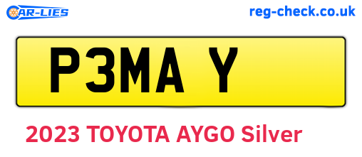 P3MAY are the vehicle registration plates.