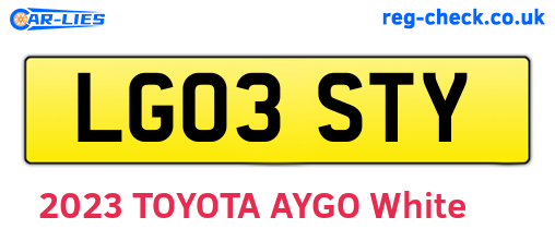 LG03STY are the vehicle registration plates.