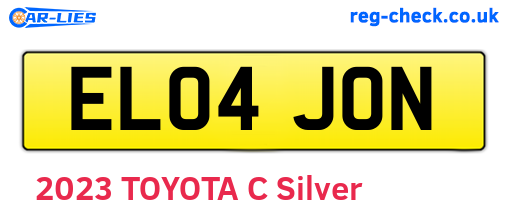 EL04JON are the vehicle registration plates.
