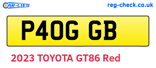 P40GGB are the vehicle registration plates.