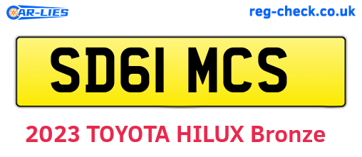 SD61MCS are the vehicle registration plates.