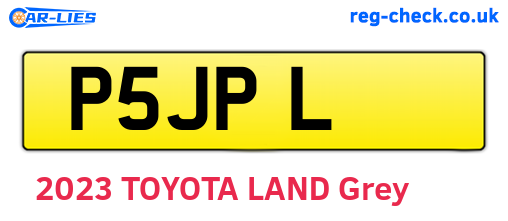 P5JPL are the vehicle registration plates.