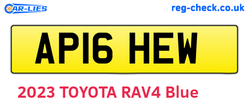 AP16HEW are the vehicle registration plates.