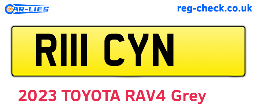 R111CYN are the vehicle registration plates.