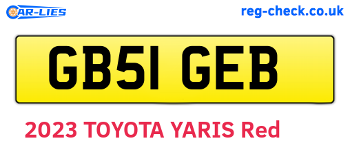GB51GEB are the vehicle registration plates.