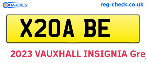 X20ABE are the vehicle registration plates.