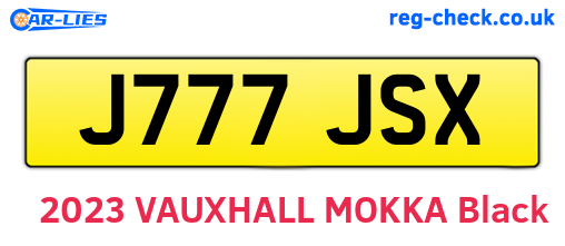 J777JSX are the vehicle registration plates.