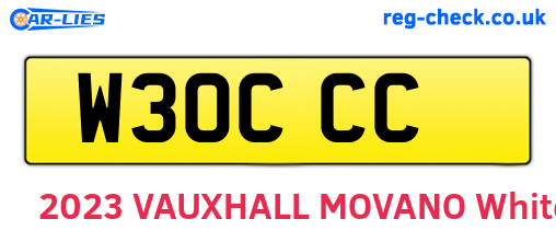 W30CCC are the vehicle registration plates.