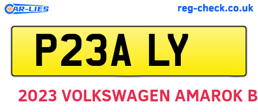 P23ALY are the vehicle registration plates.