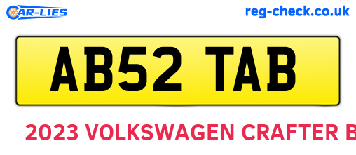 AB52TAB are the vehicle registration plates.