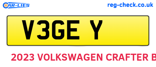 V3GEY are the vehicle registration plates.