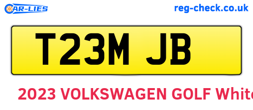 T23MJB are the vehicle registration plates.