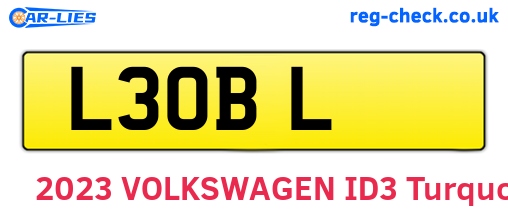 L3OBL are the vehicle registration plates.