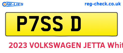 P7SSD are the vehicle registration plates.