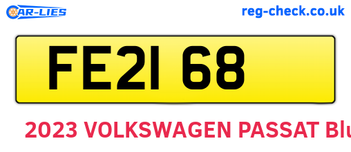FE2168 are the vehicle registration plates.