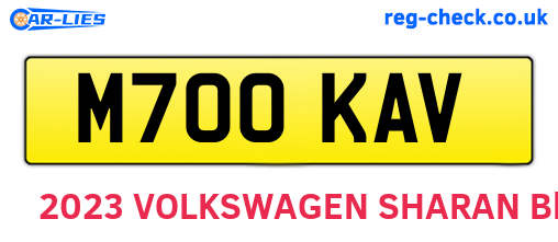 M700KAV are the vehicle registration plates.