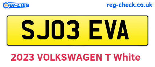 SJ03EVA are the vehicle registration plates.