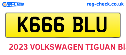K666BLU are the vehicle registration plates.