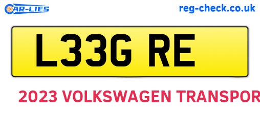 L33GRE are the vehicle registration plates.