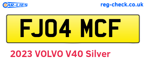 FJ04MCF are the vehicle registration plates.