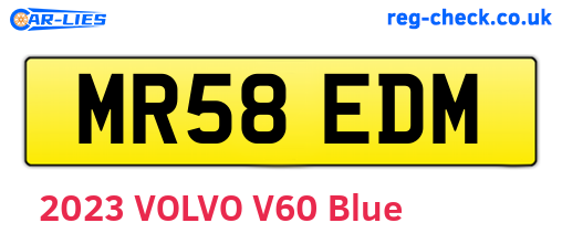 MR58EDM are the vehicle registration plates.