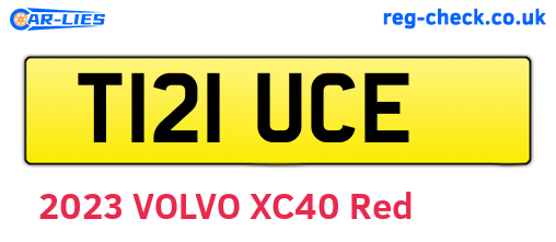 T121UCE are the vehicle registration plates.