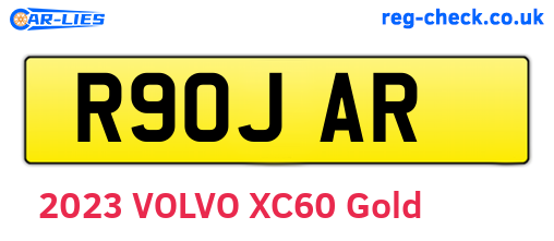 R90JAR are the vehicle registration plates.