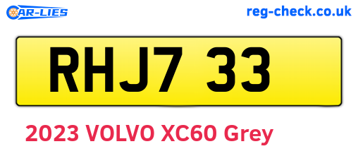 RHJ733 are the vehicle registration plates.